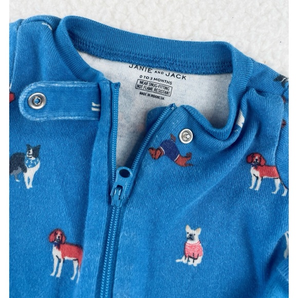 JANIE AND JACK • Blue/Multi Dog Print Sleeper Footie Pajamas - Picture 9 of 14